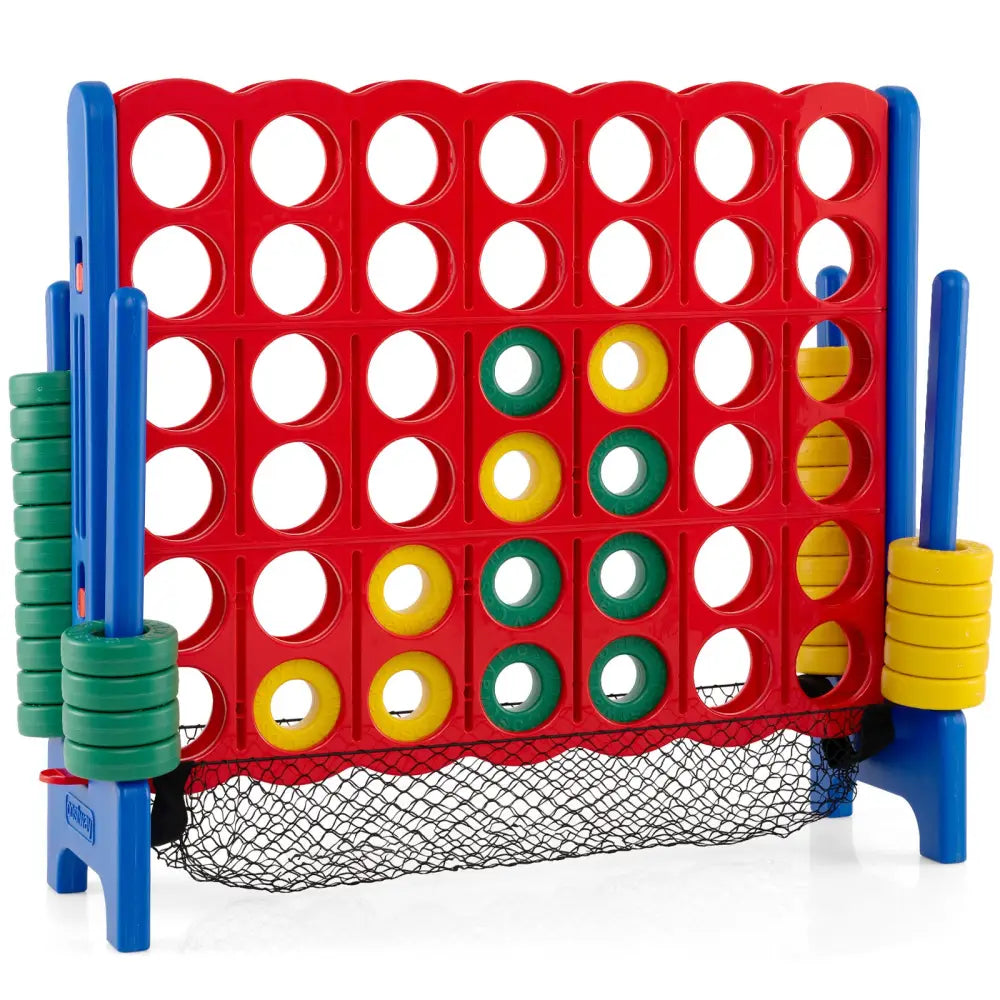 Jumbo 4 in a Row Game Set with 42 Chess Pieces 4-to-Score Giant Game Set-Red - Red - Lawn Games