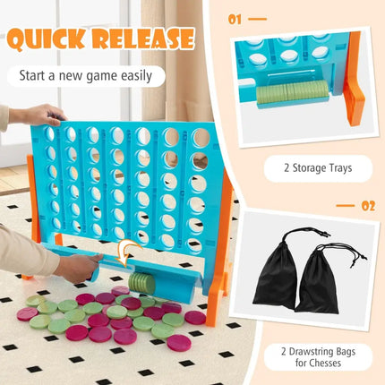 Jumbo 4-to-Score Connect Game Set with Carrying Bag and 42 Coins-Orange - Orange - Lawn Games