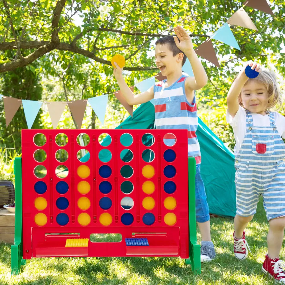 Jumbo 4-to-Score Connect Game Set with Carrying Bag and 42 Coins-Green - Green - Lawn Games