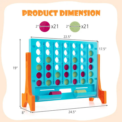 Jumbo 4-to-Score Connect Game Set with Carrying Bag and 42 Coins-Orange - Orange - Lawn Games