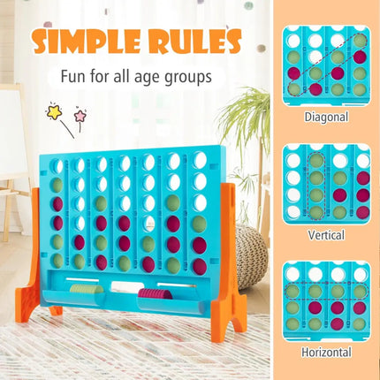 Jumbo 4-to-Score Connect Game Set with Carrying Bag and 42 Coins-Orange - Orange - Lawn Games