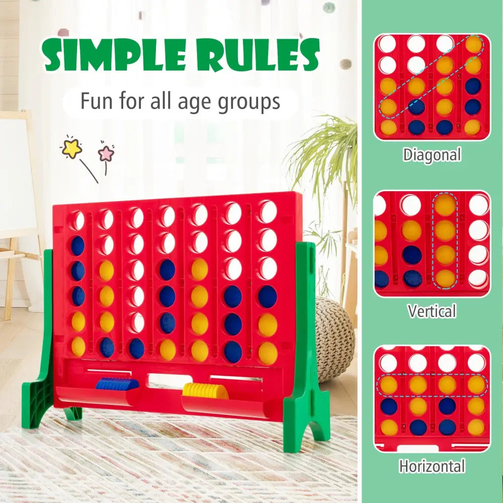 Jumbo 4-to-Score Connect Game Set with Carrying Bag and 42 Coins-Green - Green - Lawn Games