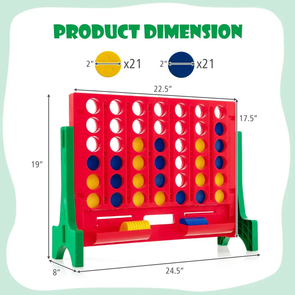 Jumbo 4-to-Score Connect Game Set with Carrying Bag and 42 Coins-Green - Green - Lawn Games