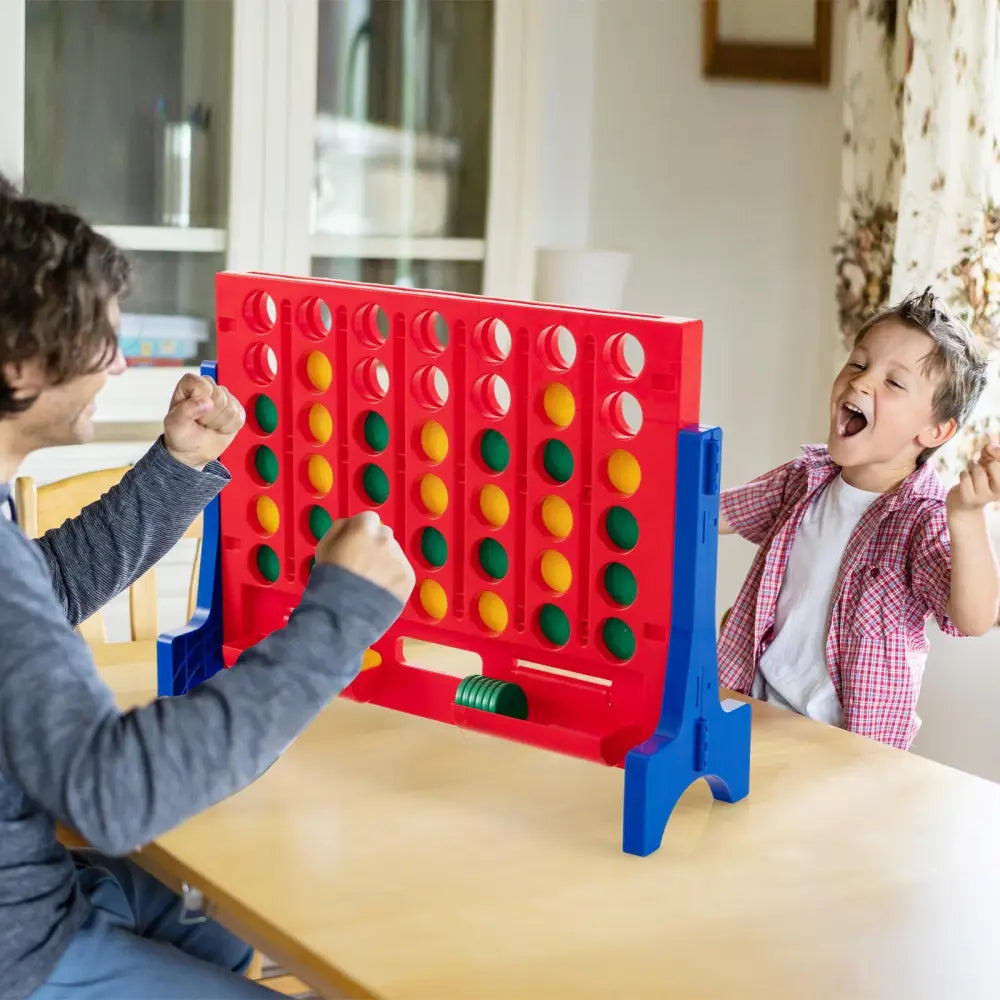 Jumbo 4-to-Score Connect Game Set with Carrying Bag and 42 Coins-Blue - Blue - Lawn Games