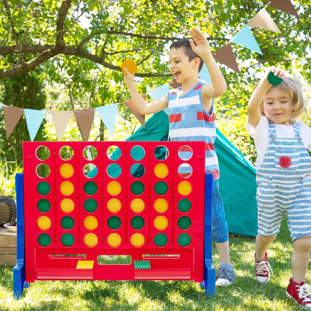 Jumbo 4-to-Score Connect Game Set with Carrying Bag and 42 Coins-Blue - Blue - Lawn Games