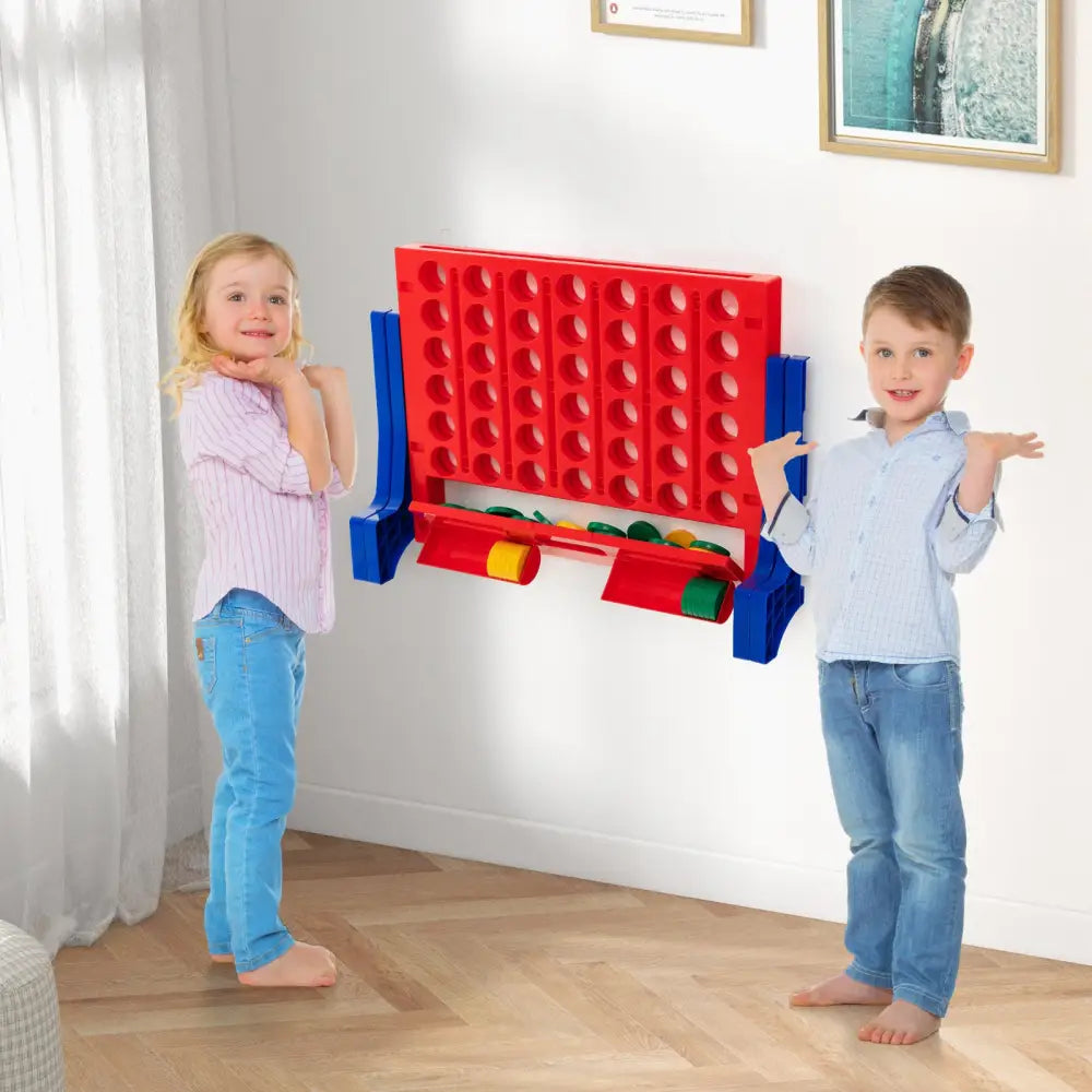 Jumbo 4-to-Score Connect Game Set with Carrying Bag and 42 Coins-Blue - Blue - Lawn Games