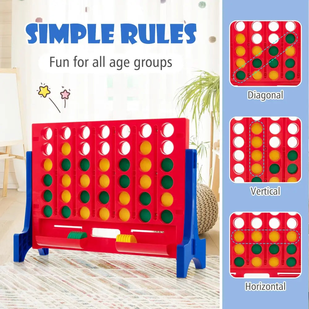 Jumbo 4-to-Score Connect Game Set with Carrying Bag and 42 Coins-Blue - Blue - Lawn Games