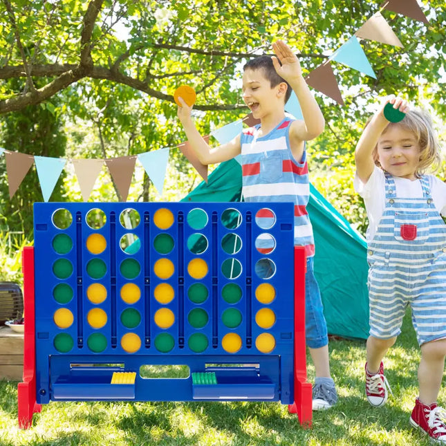 Jumbo 4-to-Score Connect Game Set with Carrying Bag and 42 Coins-Red - Red - Lawn Games