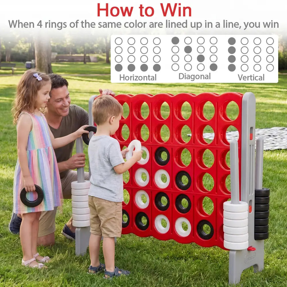 Jumbo 4-to-Score Game Set for Kids and Adults 3.5FT Tall by 4FT Wide Oversized Family Fun Game-Gray - Gray - Lawn Games