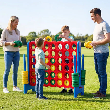 Jumbo 4-to-Score Game Set for Kids and Adults 3.5FT Tall by 4FT Wide Oversized Family Fun Game-Blue - Blue - Lawn Games