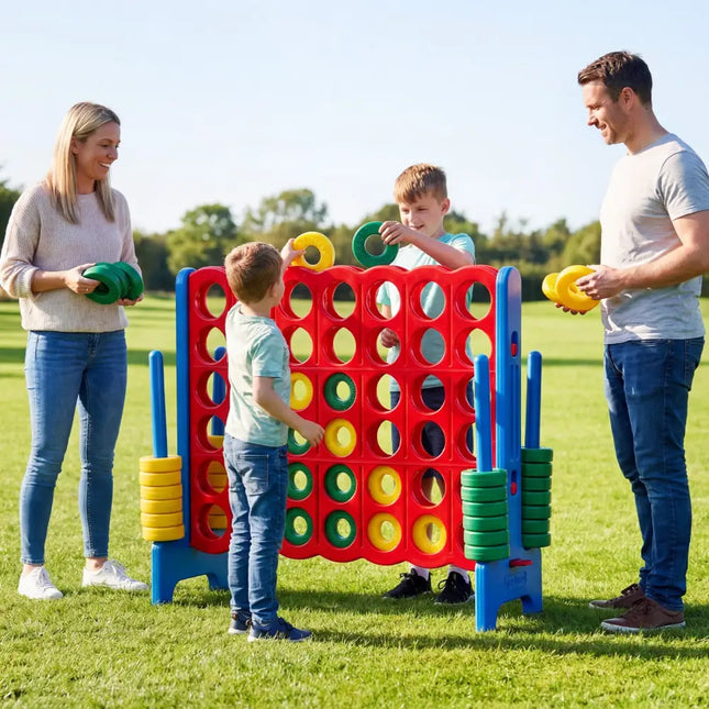 Jumbo 4-to-Score Game Set for Kids and Adults 3.5FT Tall by 4FT Wide Oversized Family Fun Game-Blue - Blue - Lawn Games