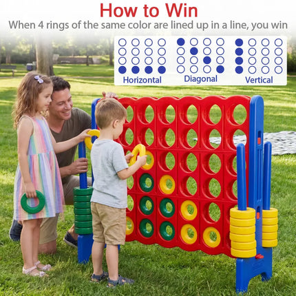 Jumbo 4-to-Score Game Set for Kids and Adults 3.5FT Tall by 4FT Wide Oversized Family Fun Game-Blue - Blue - Lawn Games
