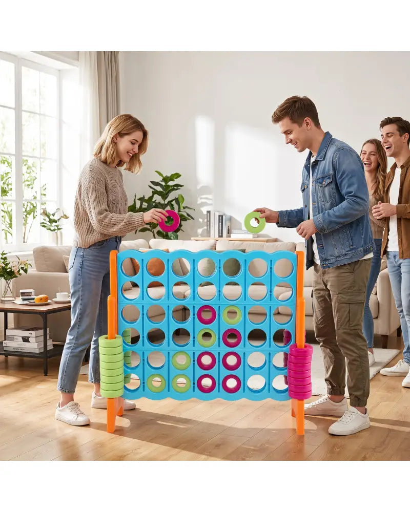Jumbo 4-to-Score Game Set for Kids and Adults 3.5FT Tall by 4FT Wide Oversized Family Fun Game-Orange - Orange - Lawn