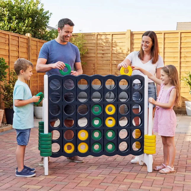 Jumbo 4-to-Score Game Set for Kids and Adults 3.5FT Tall by 4FT Wide Oversized Family Fun Game-Black - Black - Lawn
