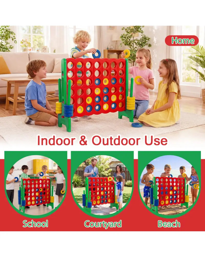 Jumbo 4-to-Score Game Set for Kids and Adults 3.5FT Tall by 4FT Wide Oversized Family Fun Game-Green - Green - Lawn