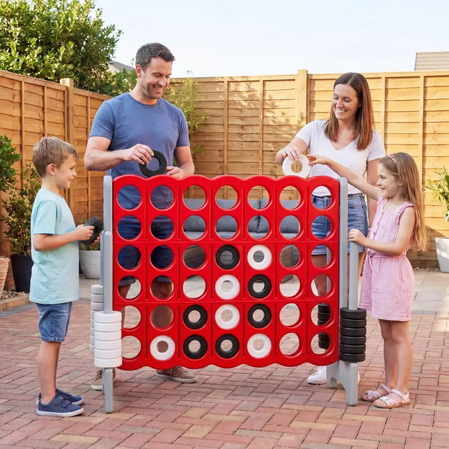 Jumbo 4-to-Score Game Set for Kids and Adults 3.5FT Tall by 4FT Wide Oversized Family Fun Game-Gray - Gray - Lawn Games