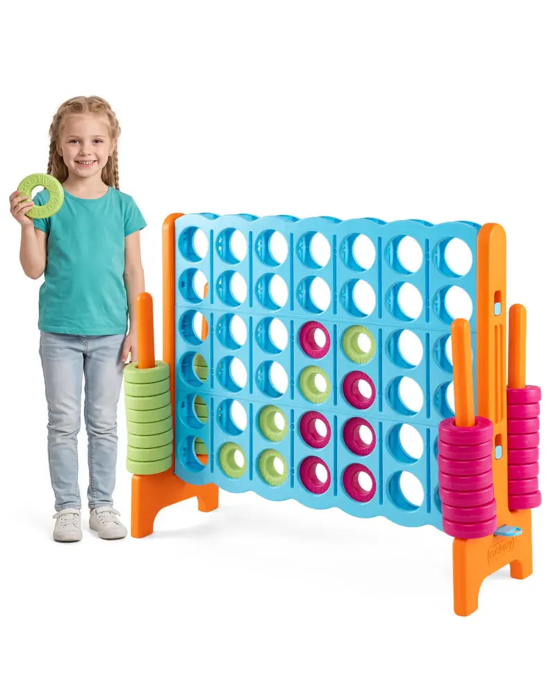 Jumbo 4-to-Score Game Set for Kids and Adults 3.5FT Tall by 4FT Wide Oversized Family Fun Game-Orange - Orange - Lawn