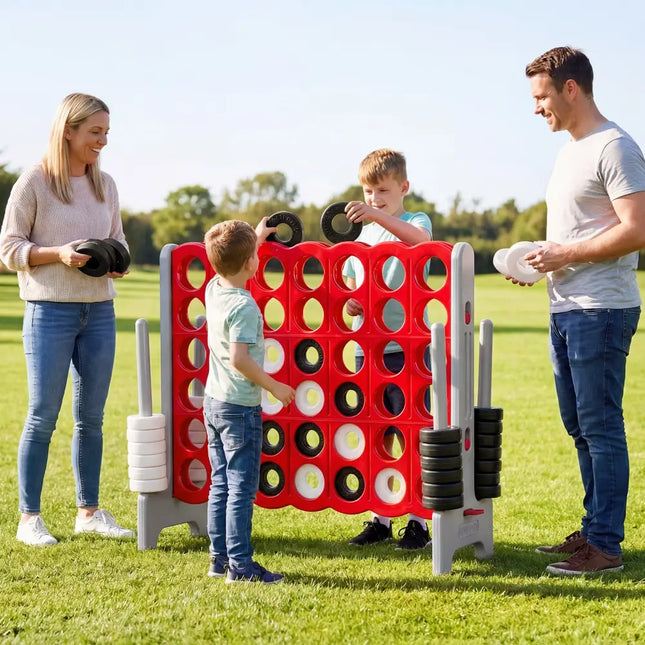 Jumbo 4-to-Score Game Set for Kids and Adults 3.5FT Tall by 4FT Wide Oversized Family Fun Game-Gray - Gray - Lawn Games