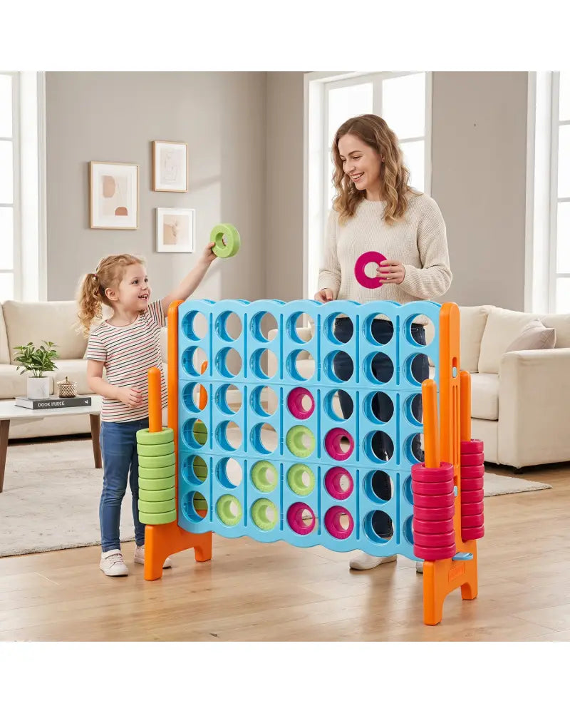 Jumbo 4-to-Score Game Set for Kids and Adults 3.5FT Tall by 4FT Wide Oversized Family Fun Game-Orange - Orange - Lawn