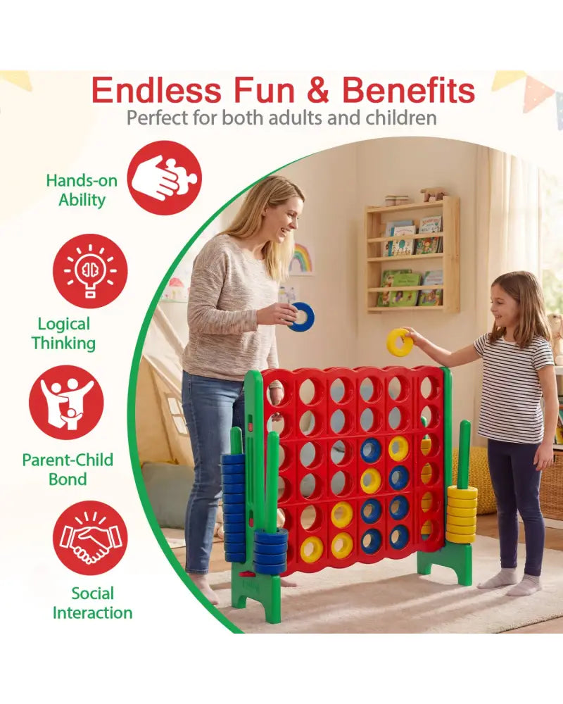 Jumbo 4-to-Score Game Set for Kids and Adults 3.5FT Tall by 4FT Wide Oversized Family Fun Game-Green - Green - Lawn