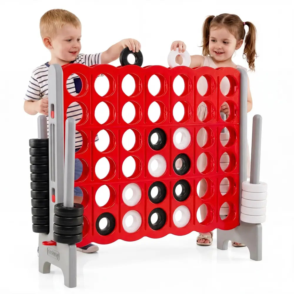 Jumbo 4-to-Score Game Set for Kids and Adults 3.5FT Tall by 4FT Wide Oversized Family Fun Game-Gray - Gray - Lawn Games