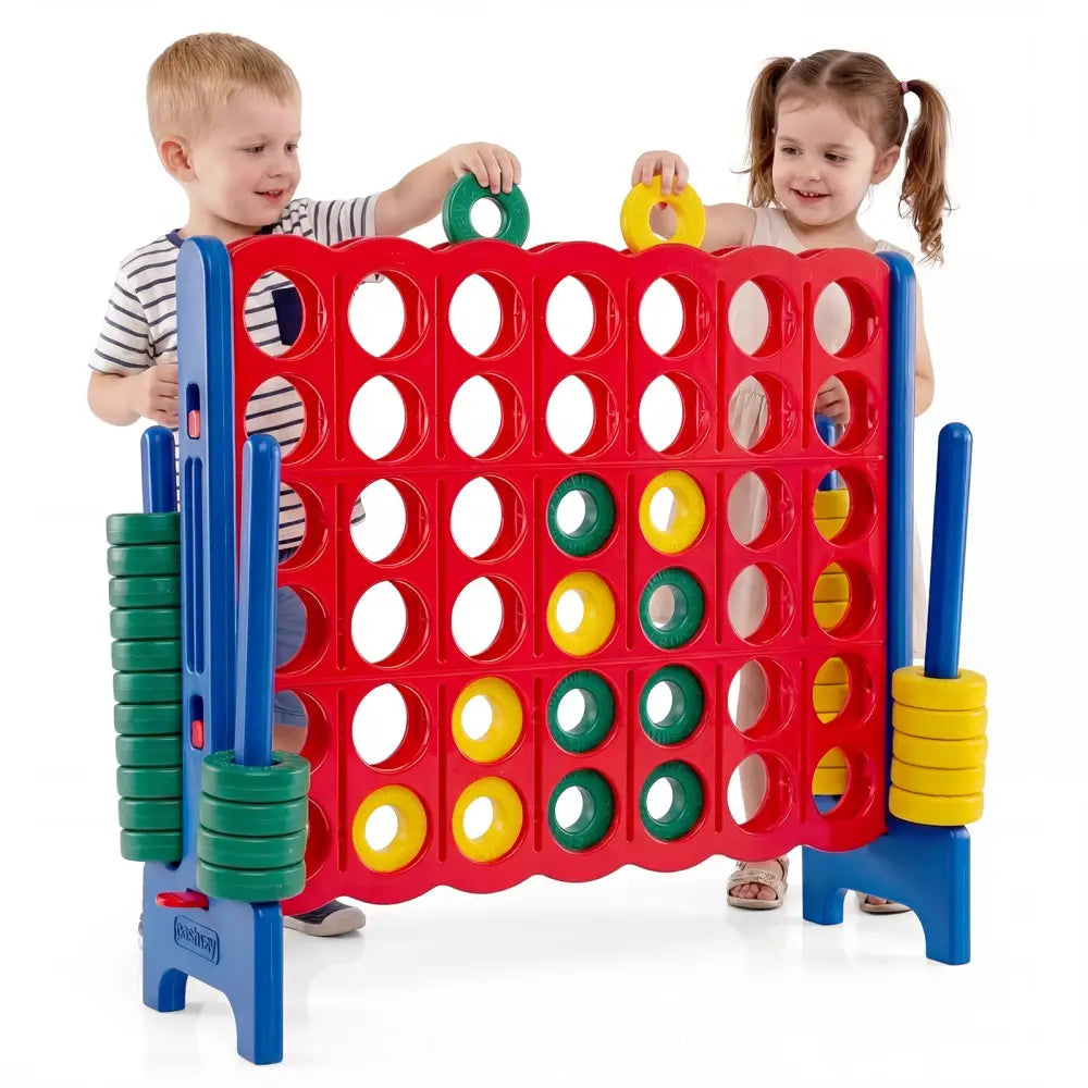 Jumbo 4-to-Score Game Set for Kids and Adults 3.5FT Tall by 4FT Wide Oversized Family Fun Game-Blue - Blue - Lawn Games