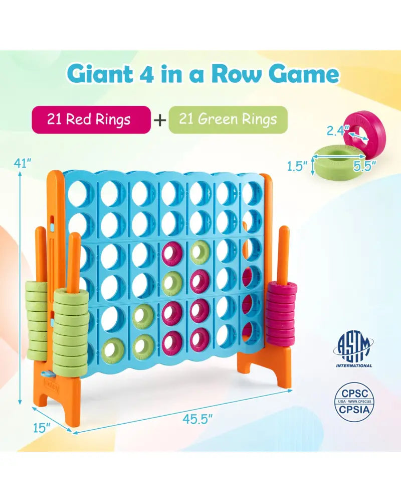Jumbo 4-to-Score Game Set for Kids and Adults 3.5FT Tall by 4FT Wide Oversized Family Fun Game-Orange - Orange - Lawn