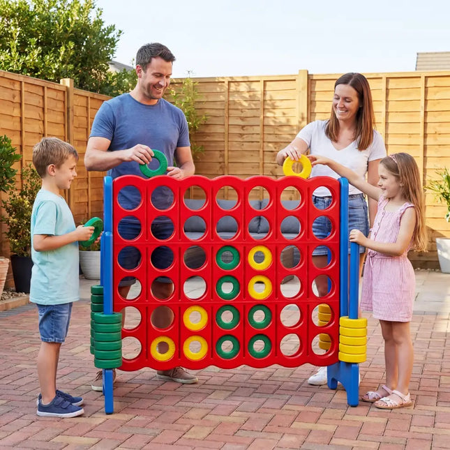 Jumbo 4-to-Score Game Set for Kids and Adults 3.5FT Tall by 4FT Wide Oversized Family Fun Game-Blue - Blue - Lawn Games