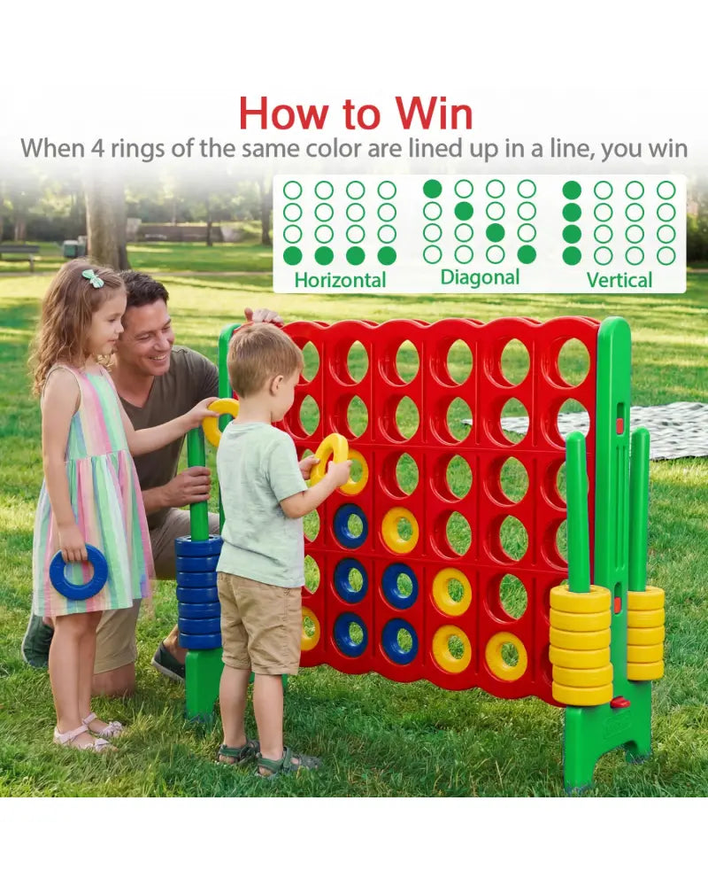 Jumbo 4-to-Score Game Set for Kids and Adults 3.5FT Tall by 4FT Wide Oversized Family Fun Game-Green - Green - Lawn