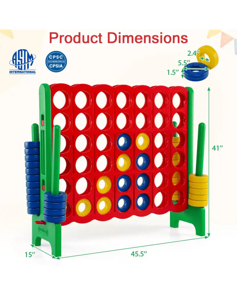 Jumbo 4-to-Score Game Set for Kids and Adults 3.5FT Tall by 4FT Wide Oversized Family Fun Game-Green - Green - Lawn