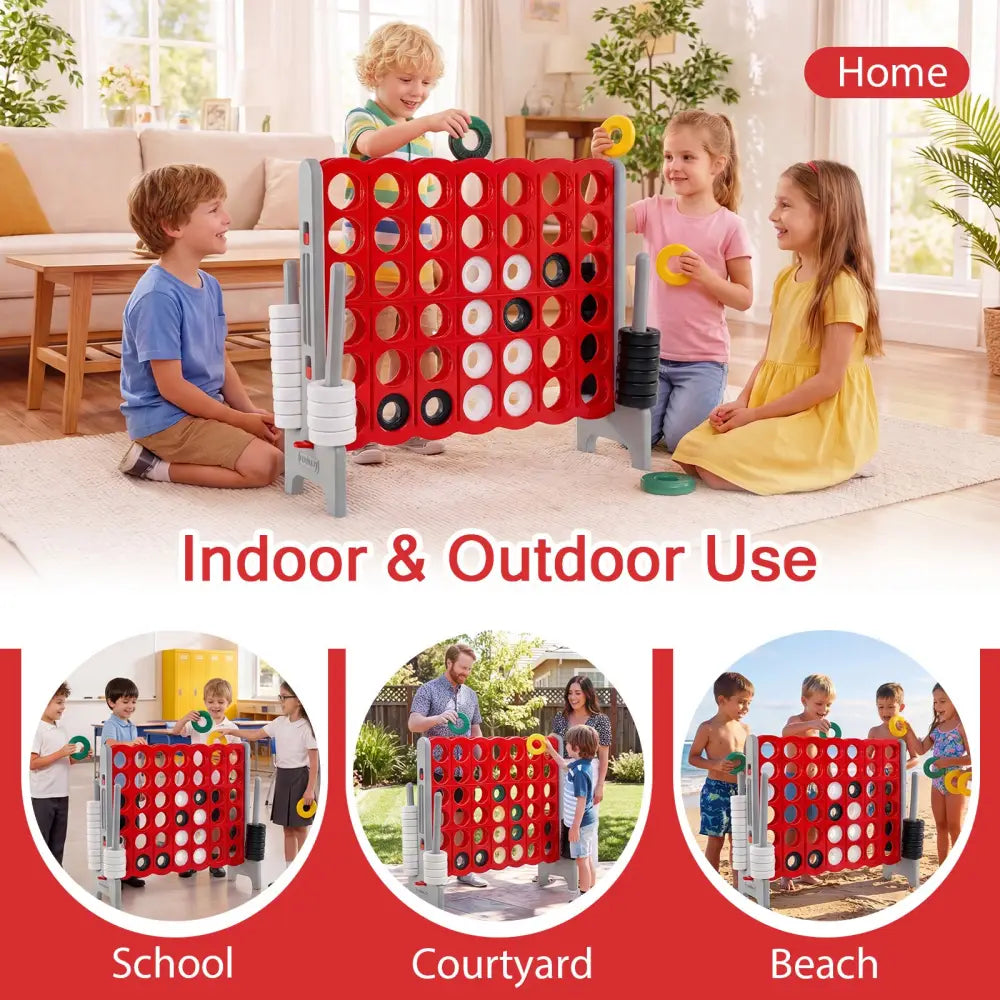 Jumbo 4-to-Score Game Set for Kids and Adults 3.5FT Tall by 4FT Wide Oversized Family Fun Game-Gray - Gray - Lawn Games