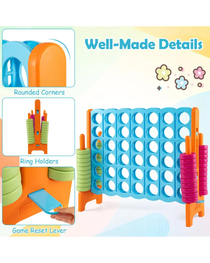 Jumbo 4-to-Score Game Set for Kids and Adults 3.5FT Tall by 4FT Wide Oversized Family Fun Game-Orange - Orange - Lawn