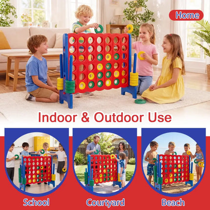 Jumbo 4-to-Score Game Set for Kids and Adults 3.5FT Tall by 4FT Wide Oversized Family Fun Game-Blue - Blue - Lawn Games