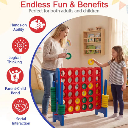 Jumbo 4-to-Score Game Set for Kids and Adults 3.5FT Tall by 4FT Wide Oversized Family Fun Game-Blue - Blue - Lawn Games