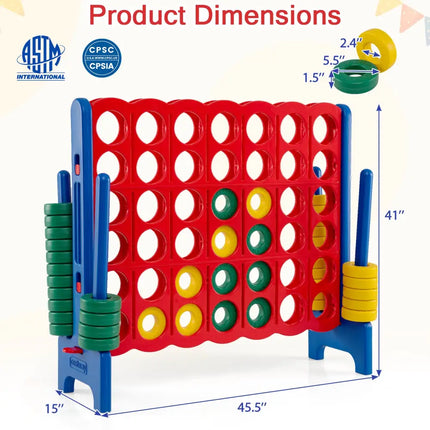 Jumbo 4-to-Score Game Set for Kids and Adults 3.5FT Tall by 4FT Wide Oversized Family Fun Game-Blue - Blue - Lawn Games