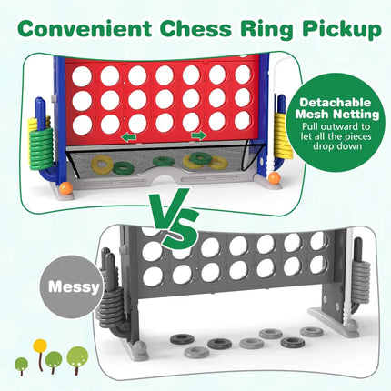 Jumbo 4-to-Score Game with Ring-toss and Basketball Hoop-Red - Red - Lawn Games