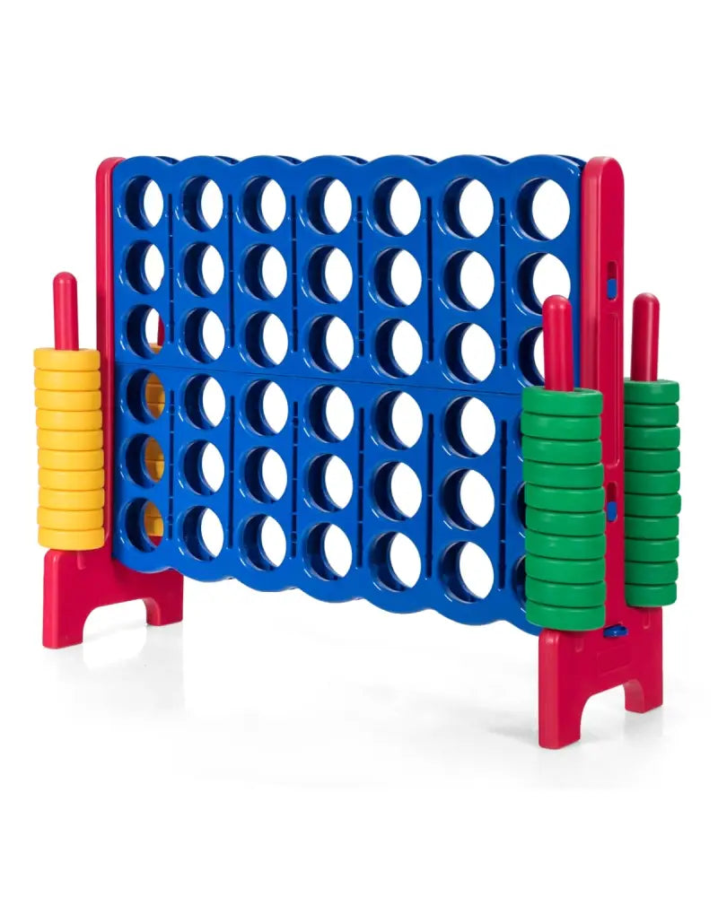 Jumbo 4-to-Score Giant Game Set with 42 Jumbo Rings and Quick-Release Slider-Red - Red - Lawn Games