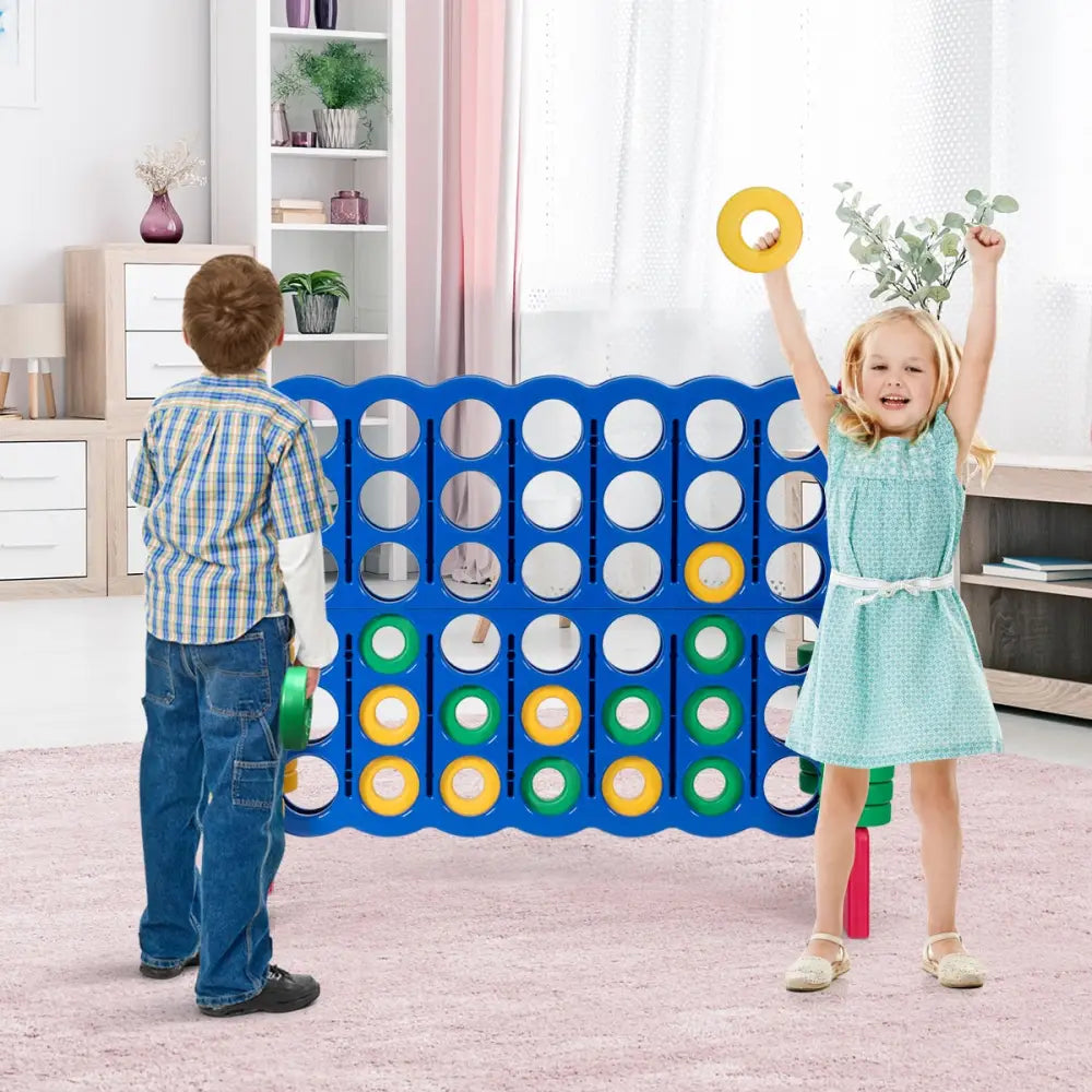 Jumbo 4-to-Score Giant Game Set with 42 Jumbo Rings and Quick-Release Slider-Red - Red - Lawn Games