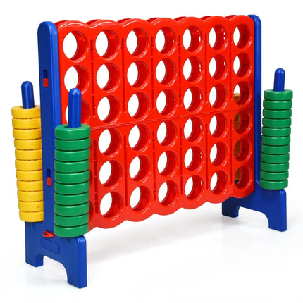 Jumbo 4-to-Score Giant Game Set with 42 Jumbo Rings and Quick-Release Slider-Blue - Blue - Lawn Games