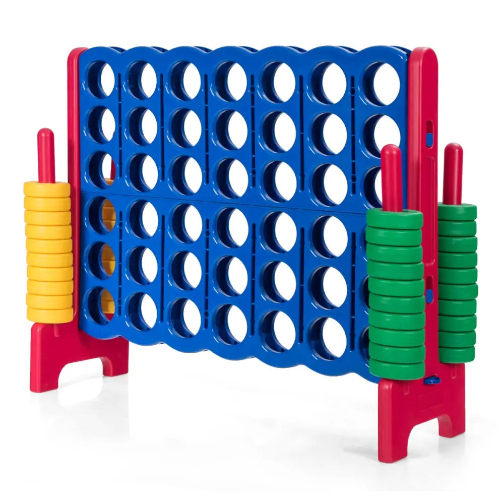 Jumbo 4-to-Score Giant Game Set with 42 Jumbo Rings and Quick-Release Slider-Red - Red - Lawn Games