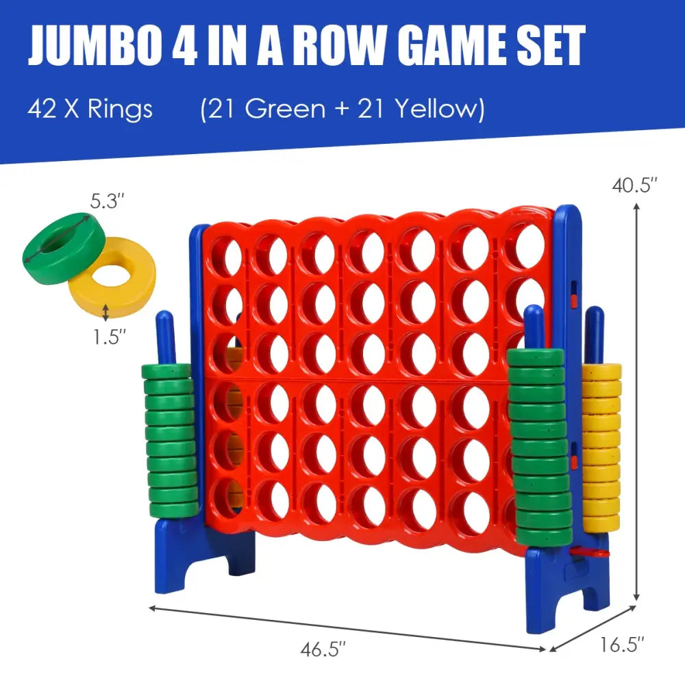 Jumbo 4-to-Score Giant Game Set with 42 Jumbo Rings and Quick-Release Slider-Blue - Blue - Lawn Games