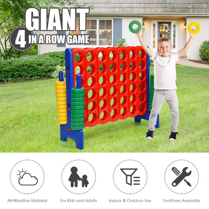 Jumbo 4-to-Score Giant Game Set with 42 Jumbo Rings and Quick-Release Slider-Blue - Blue - Lawn Games