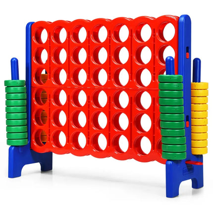 Jumbo 4-to-Score Giant Game Set with 42 Jumbo Rings and Quick-Release Slider-Blue - Blue - Lawn Games
