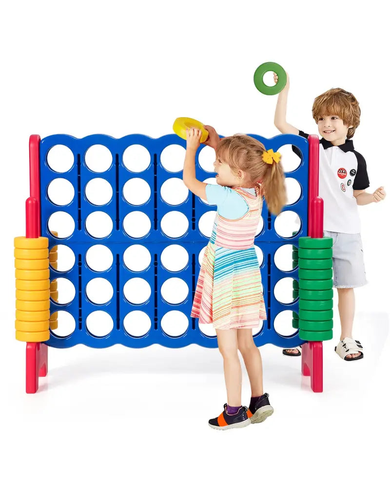 Jumbo 4-to-Score Giant Game Set with 42 Jumbo Rings and Quick-Release Slider-Red - Red - Lawn Games