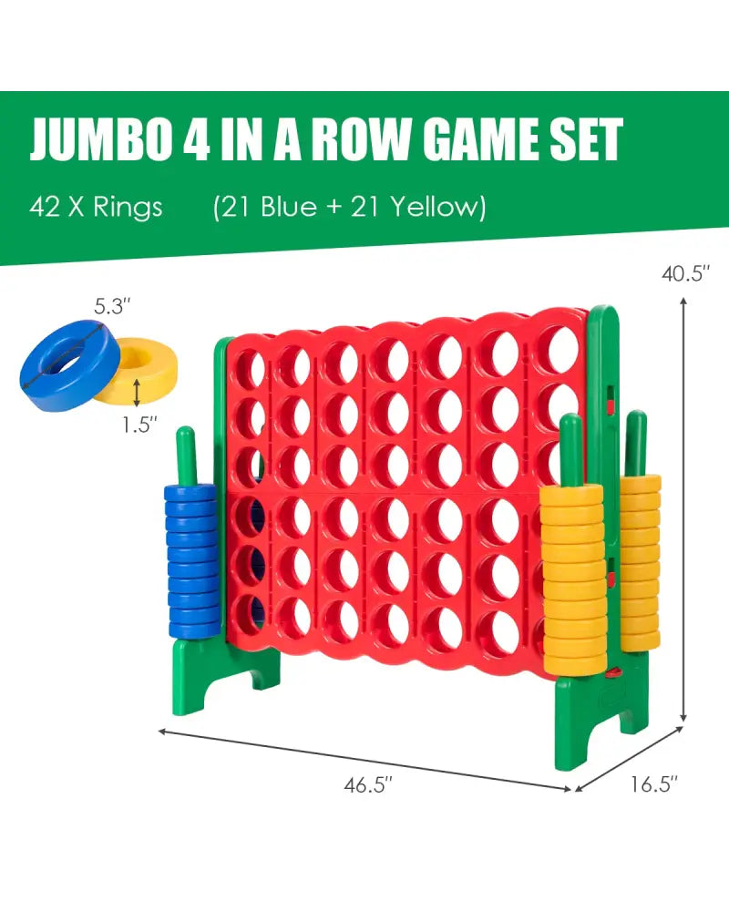 Jumbo 4-to-Score Giant Game Set with 42 Jumbo Rings and Quick-Release Slider-Green - Green - Lawn Games