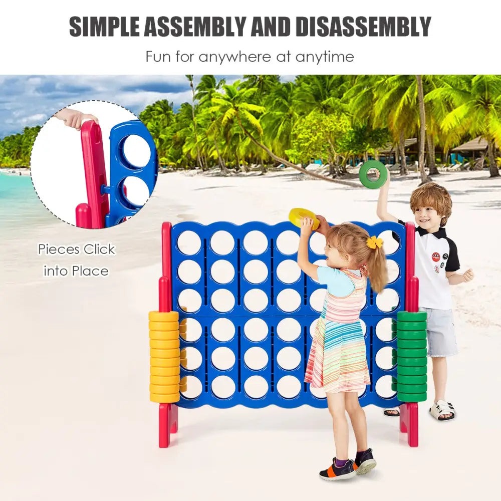 Jumbo 4-to-Score Giant Game Set with 42 Jumbo Rings and Quick-Release Slider-Red - Red - Lawn Games