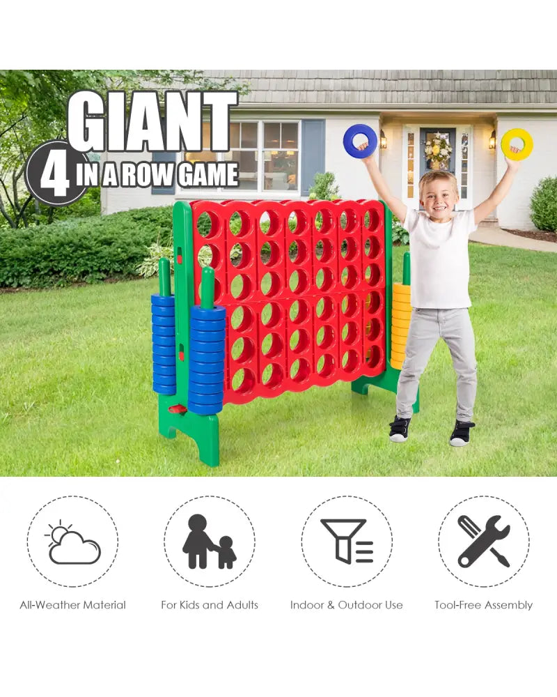 Jumbo 4-to-Score Giant Game Set with 42 Jumbo Rings and Quick-Release Slider-Green - Green - Lawn Games