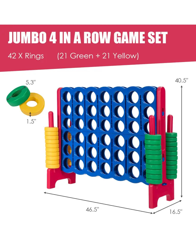 Jumbo 4-to-Score Giant Game Set with 42 Jumbo Rings and Quick-Release Slider-Red - Red - Lawn Games