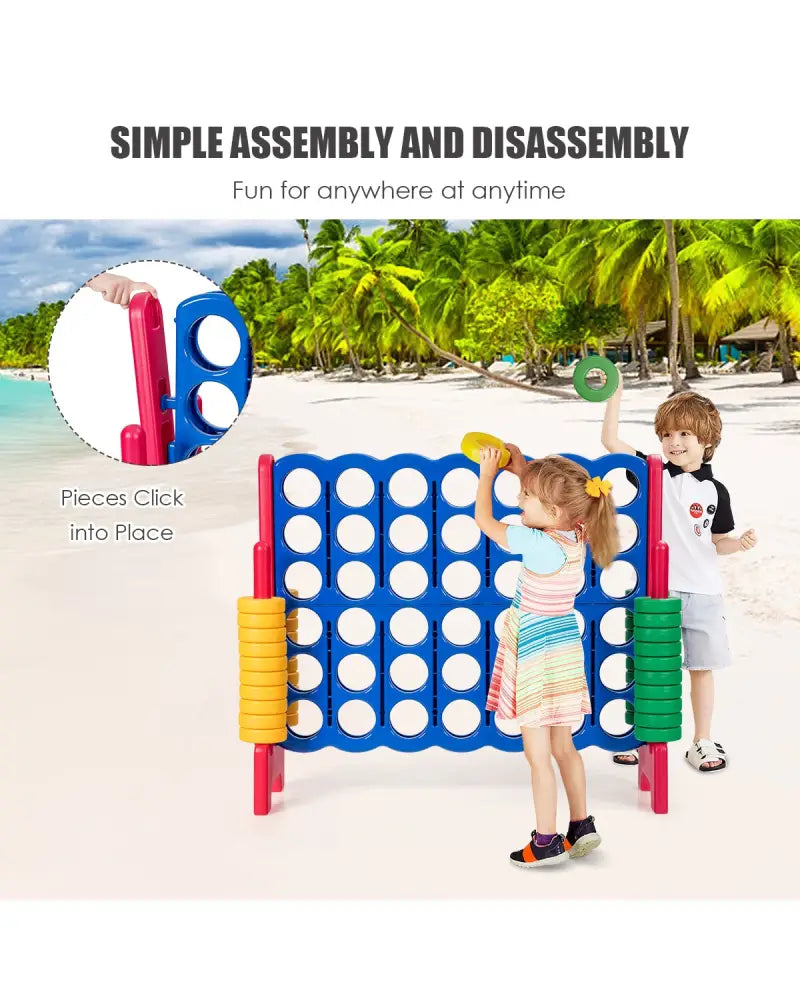 Jumbo 4-to-Score Giant Game Set with 42 Jumbo Rings and Quick-Release Slider-Red - Red - Lawn Games