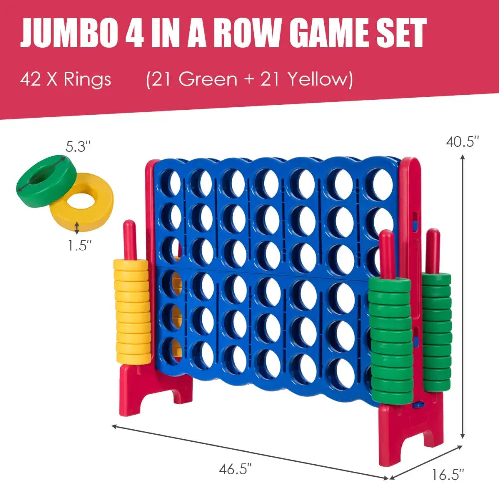 Jumbo 4-to-Score Giant Game Set with 42 Jumbo Rings and Quick-Release Slider-Red - Red - Lawn Games